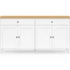 Buffet 160cm 4 portes et 2 tiroirs blanc et plateau bois