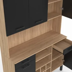 Buffet cuisine 120 cm 5 portes range-bouteilles