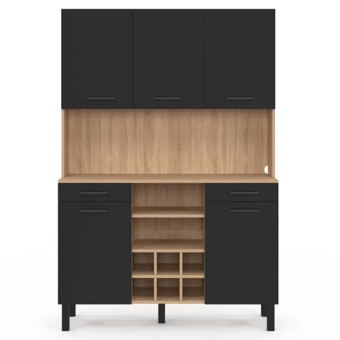 Buffet cuisine 120 cm 5 portes range-bouteilles