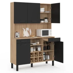 Buffet cuisine 120 cm 5 portes range-bouteilles