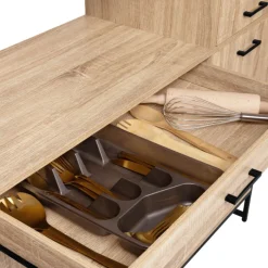 Buffet cuisine bois clair style industriel 120 cm