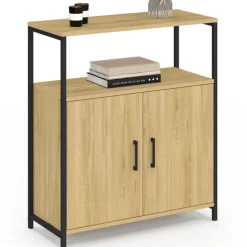 Buffet d'appoint 1 niche et 2 portes 70 cm design industriel