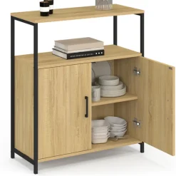 Buffet d'appoint 1 niche et 2 portes 70 cm design industriel