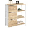 Buffet d'appoint 3 tiroirs et étagères 70 cm design industriel bois et blanc