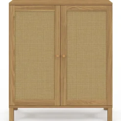 Buffet d'appoint vintage 70 cm 2 portes effet cannage