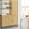 Buffet de cuisine avec colonne de rangement 3 portes design industriel