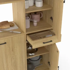 Buffet de cuisine avec colonne de rangement 3 portes design industriel