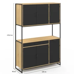 Buffet de cuisine industriel 120 cm avec 6 portes