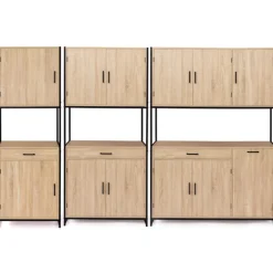 Buffet de cuisine industriel bois et métal 60 cm