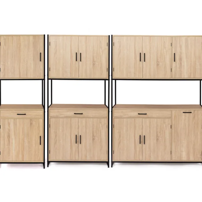 Buffet de cuisine industriel bois et métal 60 cm