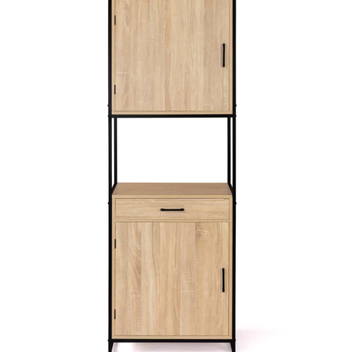 Buffet de cuisine industriel bois et métal 60 cm