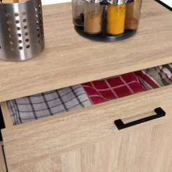 Buffet de cuisine industriel bois et métal 60 cm