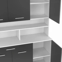 Buffet de cuisine vaisselier gris et blanc 120 cm