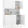 Buffet de cuisine vaisselier blanc brillant 120 cm