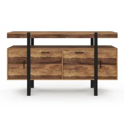 Buffet de salon industriel 4 portes bois et noir