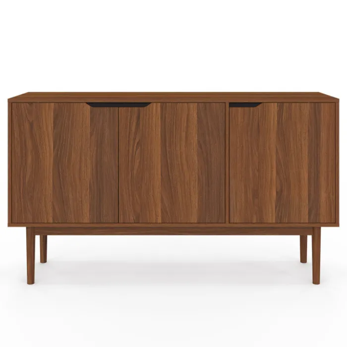 Buffet en bois 140 cm vintage avec 3 portes effet noyer