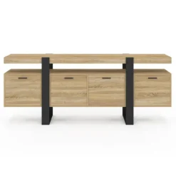 Buffet enfilade 200 cm 4 portes avec niche bois et noir