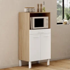 Buffet mi-haut 60 cm 1 tiroir 2 portes blanc