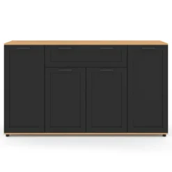 Buffet noir et bois 4 portes 1 tiroir