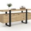 Buffet salon XXL 180 cm bois et noir 4 portes et 3 tiroirs