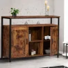 Buffet style industriel 2 portes effet bois vieilli 100 cm