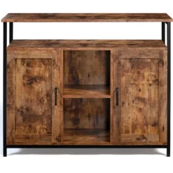 Buffet style industriel 2 portes effet bois vieilli 100 cm