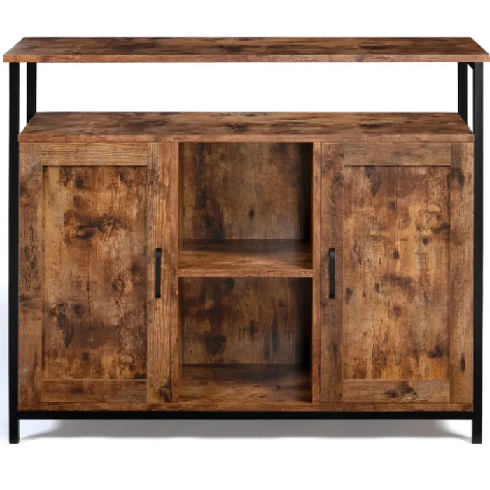 Buffet style industriel 2 portes effet bois vieilli 100 cm