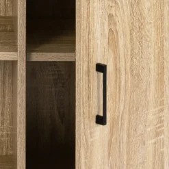 Buffet style industriel avec 2 portes et étagères en bois et métal noir 100 cm