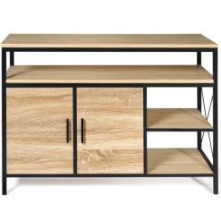 Buffet style industriel bois et métal noir 100 cm
