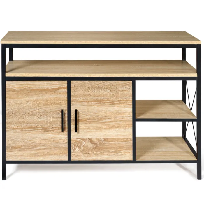 Buffet style industriel bois et métal noir 100 cm