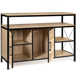 Buffet style industriel bois et métal noir 100 cm