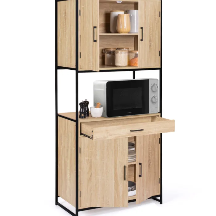 Buffet vaisselier industriel 80 cm 4 portes 1 tiroir