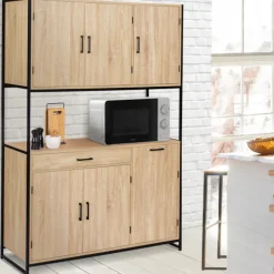 Buffet vaisselier industriel 120 cm 6 portes 1 tiroir