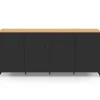 Buffet XXL 180 cm style industriel 4 portes et 1 tiroir noir et bois