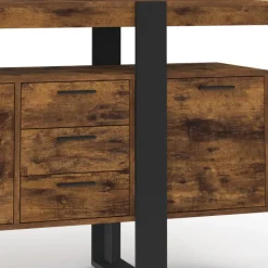 Buffet XXL bois et noir à l’effet vieilli de 180 cm avec 4 portes et 3 tiroirs