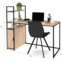 Bureau avec bibliothèque style industriel