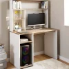 Bureau avec rangements blanc et bois façon hêtre