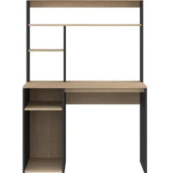 Bureau avec rangements noir et bois