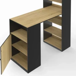 Bureau avec rangements noir et bois