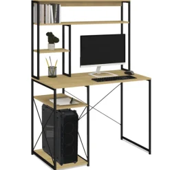 Bureau avec étagères de rangement DETROIT design industriel