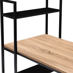 Bureau avec étagères style industriel en bois et métal noir