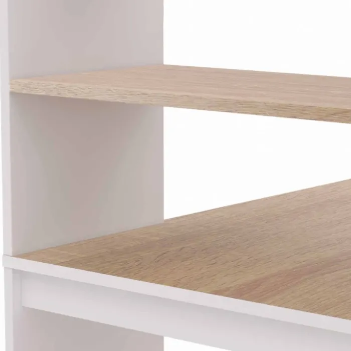 Bureau bibliothèque bois façon hêtre et blanc