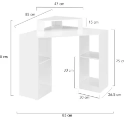 Bureau d’angle blanc avec rangement