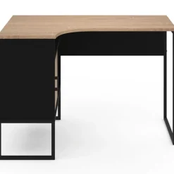 Bureau d’angle industriel métal noir et bois façon hêtre