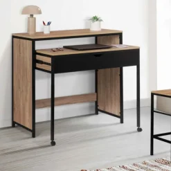 Bureau extensible gain de place 1 tiroir style industriel