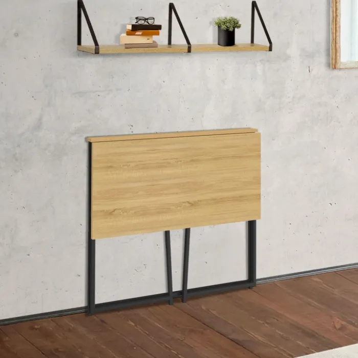Bureau pliable industriel bois et métal