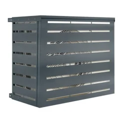 Cache climatiseur en métal gris anthracite protection unité extérieur 110 x 55 x 80 cm