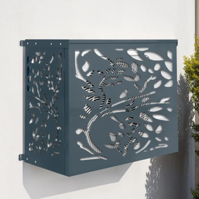 Cache climatiseur en métal gris anthracite protection unité extérieur 95 x 50 x 80 cm