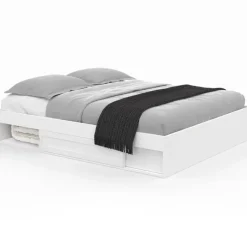 Cadre de lit avec rangements et sommier blanc
