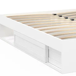 Cadre de lit avec rangements et sommier blanc